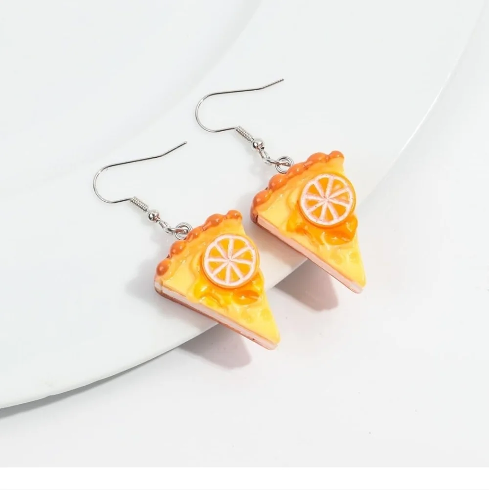 Orange and Yellow Pie Slice Earrings